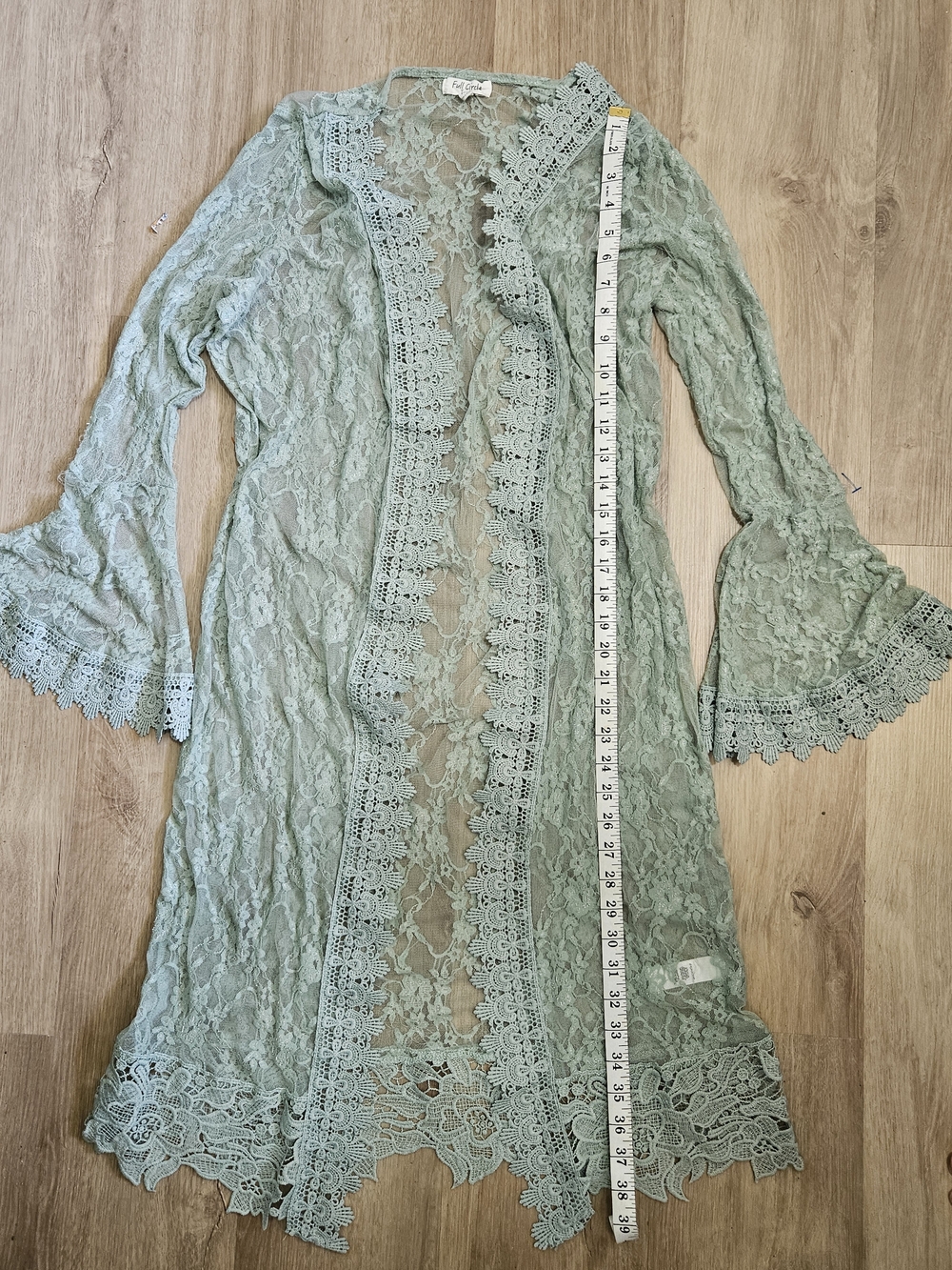 Full Circle Trends Sage Green Lace Duster Cardigan - Picture 4 of 6